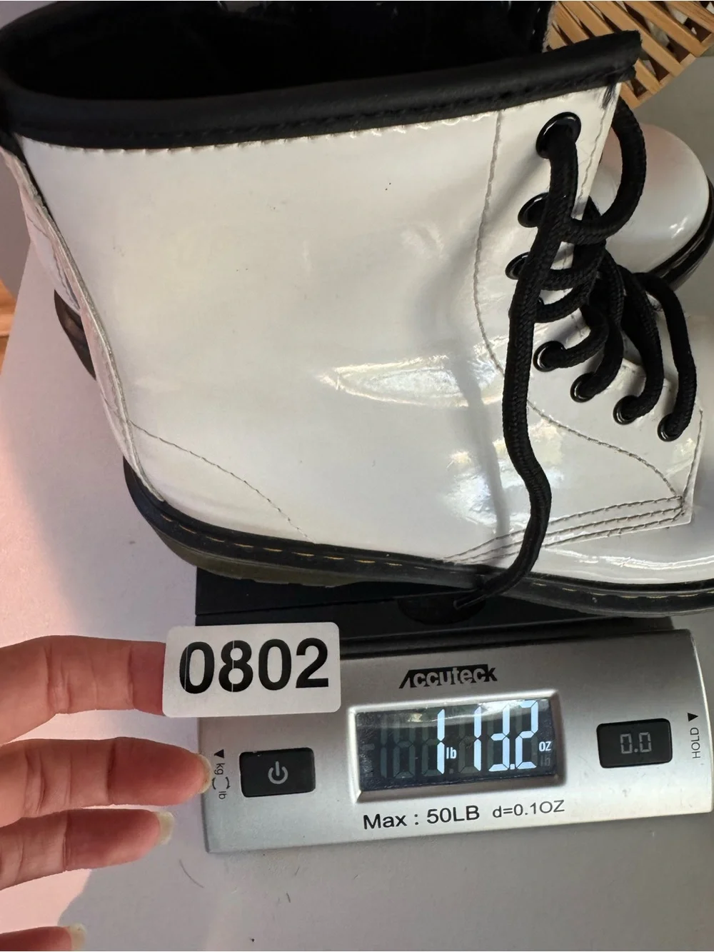 Dr. Martens 1460 White Patent Leather Kids Boots Size 3 EU 34 Combat Grunge